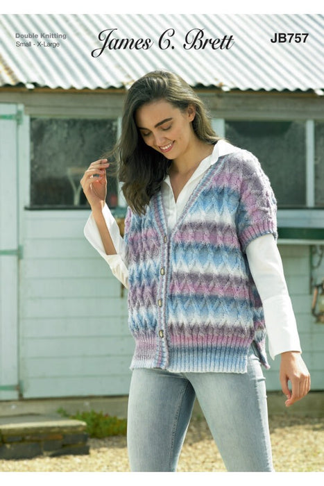 Knitting Pattern Waistcoat in James C. Brett Marble DK JB757