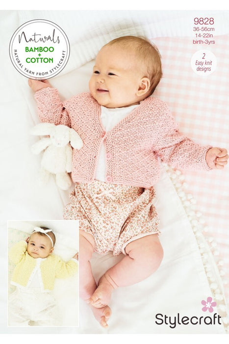 Knitting Pattern Cardigans in Stylecraft Naturals Bamboo + Cotton DK 9828