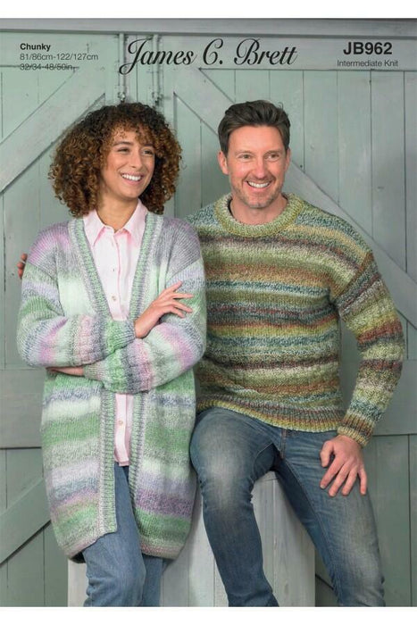 Knitting Pattern Cardigan & Sweater in James C. Brett Marble Chunky JB962