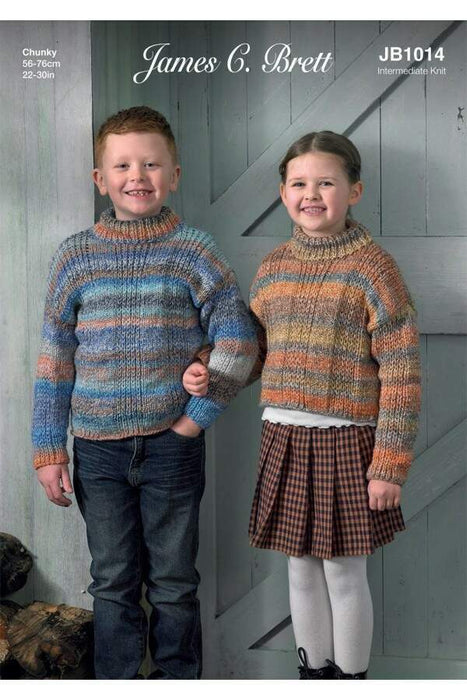 Knitting Pattern Children's Sweaters in James C.  Brett Marble Chunky JB1014