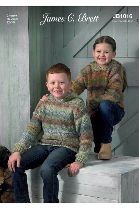 Knitting Pattern Children's Hoodies in James C. Brett Marble Chunky JB1016