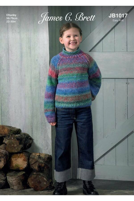 Knitting Pattern Child’s Sweater in James C. Brett Marble Chunky JB1017