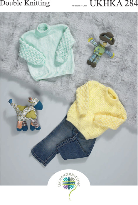 Knitting Pattern Baby Sweaters in Double Knitting UKHKA 284