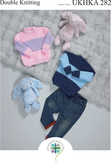 Knitting Pattern baby - Child Sweaters in Double Knitting UKHKA 282