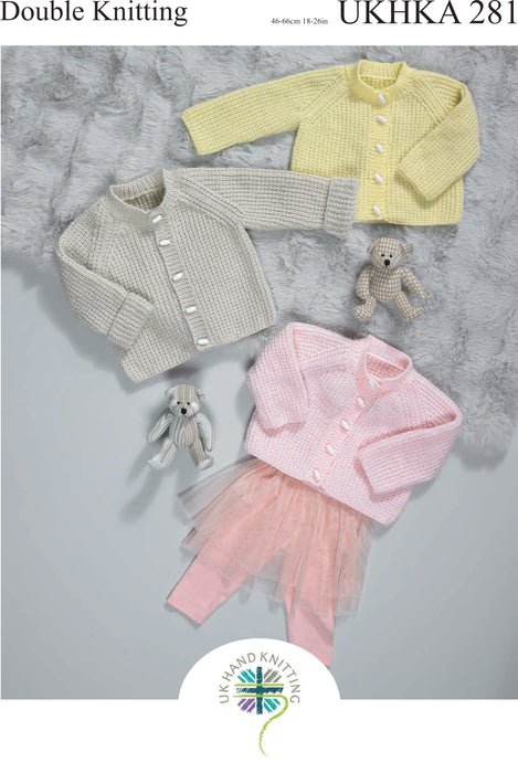 Knitting Pattern Baby - Child Cardigans in Double Knitting UKHKA 281