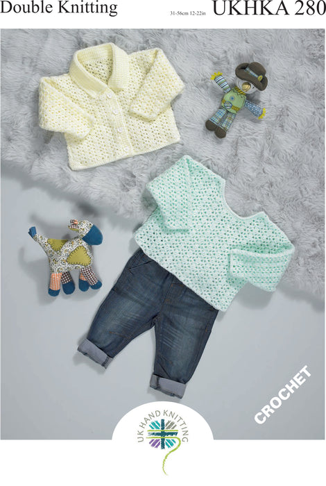 Crochet Pattern Baby Sweater & Jacket in Double Knitting UKHKA 280