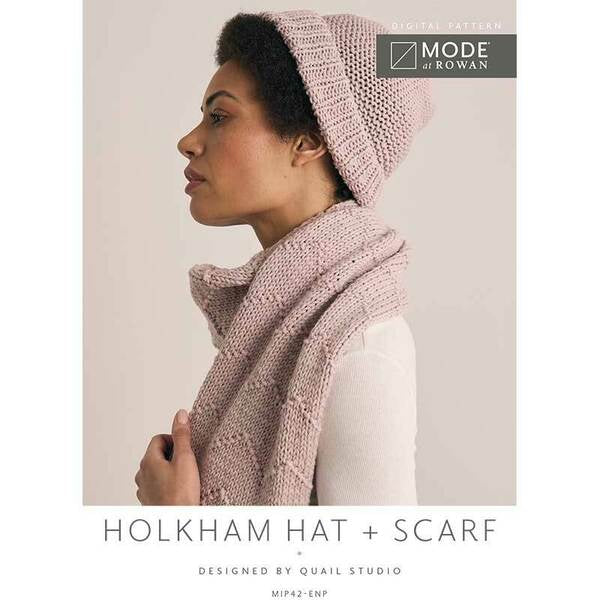 MODE at Rowan Holkham Hat + Scarf Knitted in Merino Soft Aran MIP42