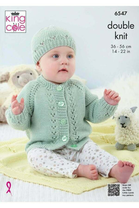 Knitting Pattern Baby Cardigans, Blanket and Hat in King Cole Little Lamb DK 6547