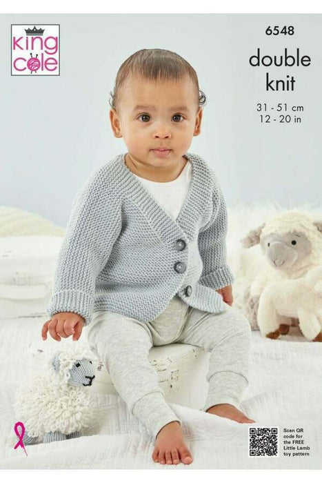 Knitting Pattern Baby Cardigans in King Cole Little Lamb DK 6548