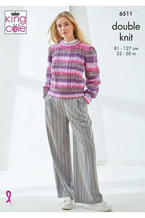 Knitting Pattern Ladies Cardigan and Sweater in King Cole Bramble DK 6511