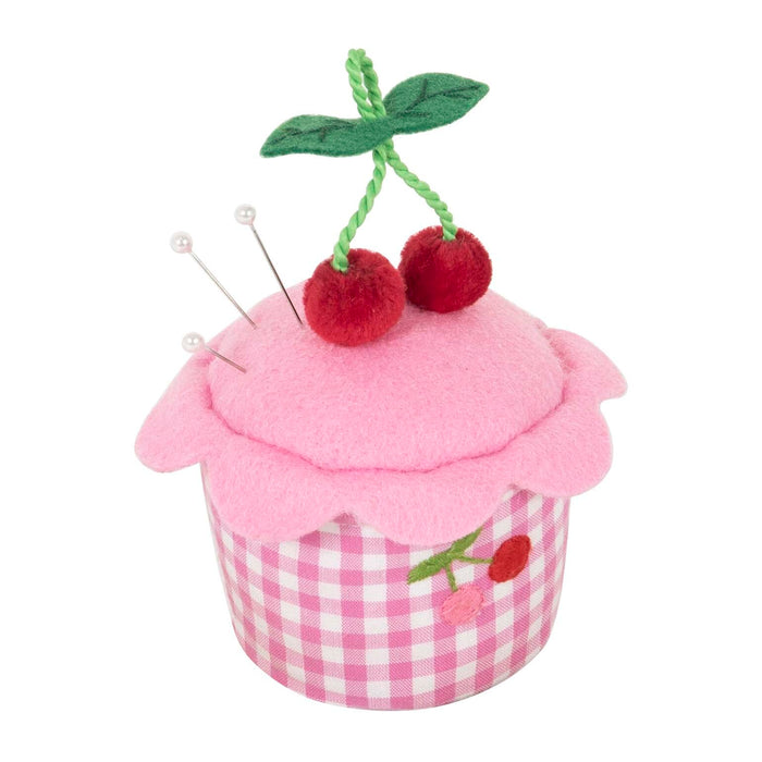 Hobby Gift Pin Cushion Cupcake Embroidered Cherries PCCK\678
