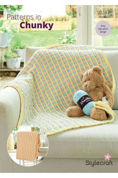 Knitting Pattern Baby BlanketS in Stylecraft Chenille Chunky 10247