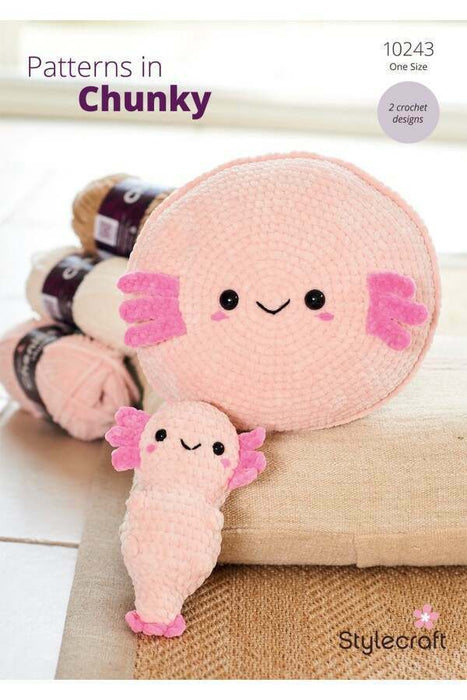 Crochet Pattern Axolotl Plushie & Cushion in Stylecraft Chenille Chunky 10243