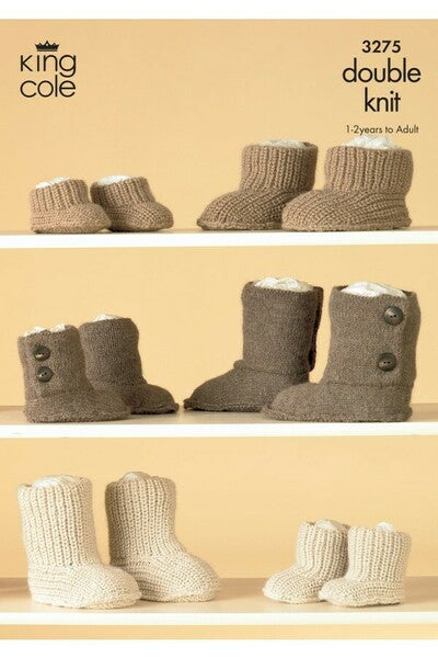 Knitting Pattern Hug Slippers King Cole DK 3275