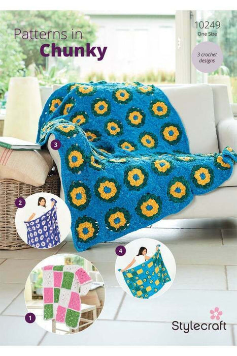 Crochet Pattern Blankets in Stylecraft Chenille Chunky 10249