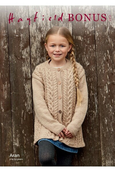 Knitting Pattern Girls Coat Knitted in Hayfield Bonus Aran 2510