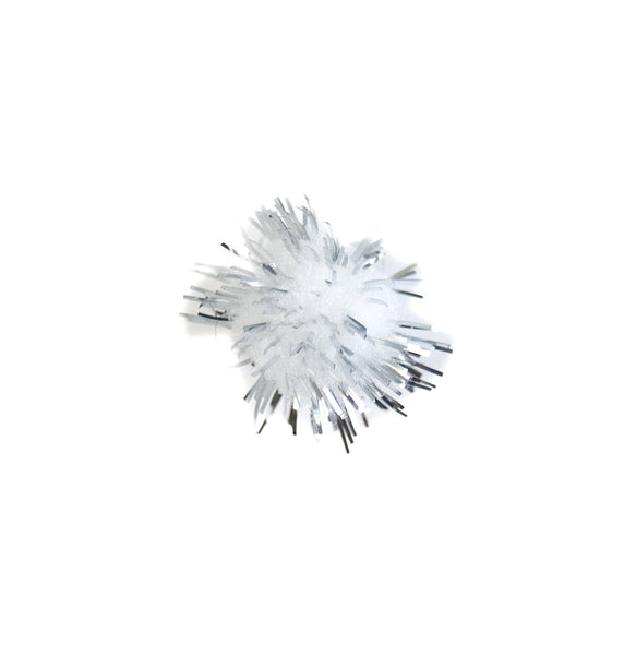 Trimits Pom Poms Glitter 1.3cm/0.5” Silver Pack of 12 - CF068