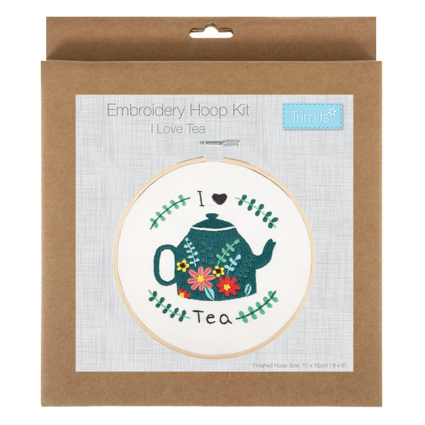 Trimits Embroidery Kit With Hoop I Love Tea - TCK057