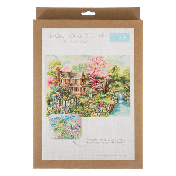 Trimits Cross Stitch Kit No Count Printed Canvas Extra Large Summer View - GCSP5