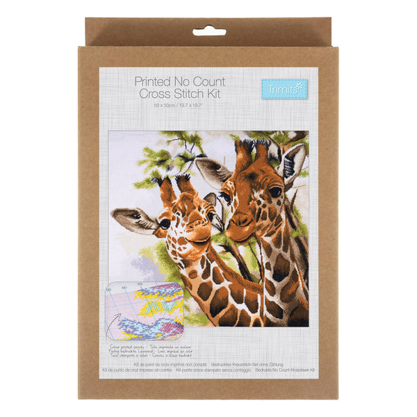 Trimits Cross Stitch Kit No Count Printed Canvas Extra Large Giraffes - GCSP9