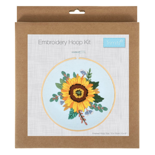 Trimits Embroidery Kit With Hoop Sunflower - tck061