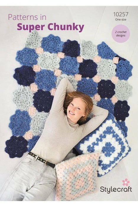 Crochet Pattern Blanket and Cushion in Stylecraft Super Chunky 10257