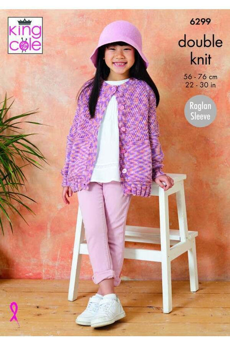 Knitting Pattern Childs Cardigan & Sweater in King Cole Cottonsoft Crystal DK 6299