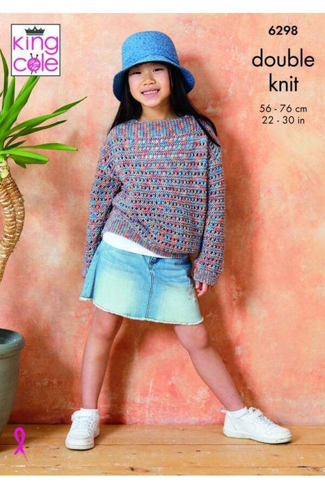 Knitting Pattern Child’s Sweaters in King Cole Cottonsoft Crystal DK 6298