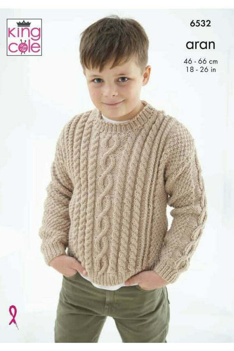 Knitting Pattern Sweater & Cardigan in King Cole Comfort Aran 6532