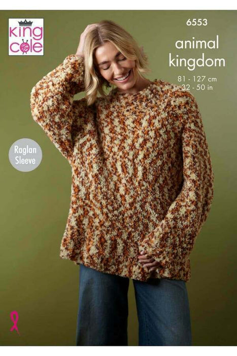 Knitting Pattern Sweater and Cardigan in King Cole Animal Kingdom 6553