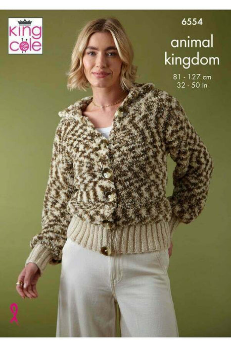 Knitting Pattern Tank Top and Cardigan in King Cole Animal Kingdom 6554