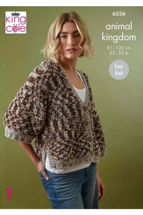 Knitting Pattern Sweater and Cardigan in King Cole Animal Kingdom 6556