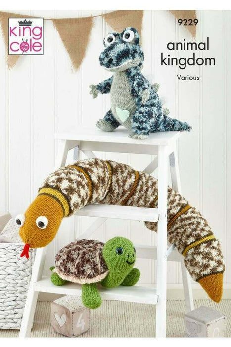 Knitting Pattern Reptile Friends (Crocodile, Snake & Turtle) in King Cole Animal Kingdom 9229