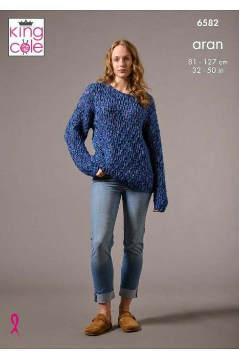 Knitting Pattern Sweaters in King Cole Firefly Aran 6582