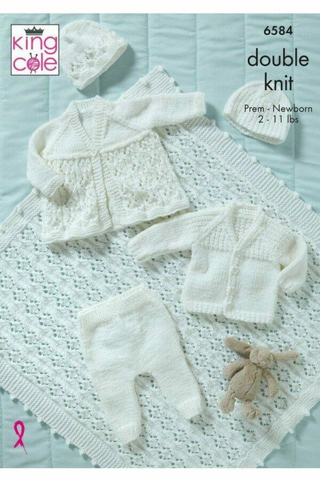 Knitting Pattern Prem Baby Cardigan, Matinee Coat, Hats, Leggings & Shawl in King Cole Cherished DK