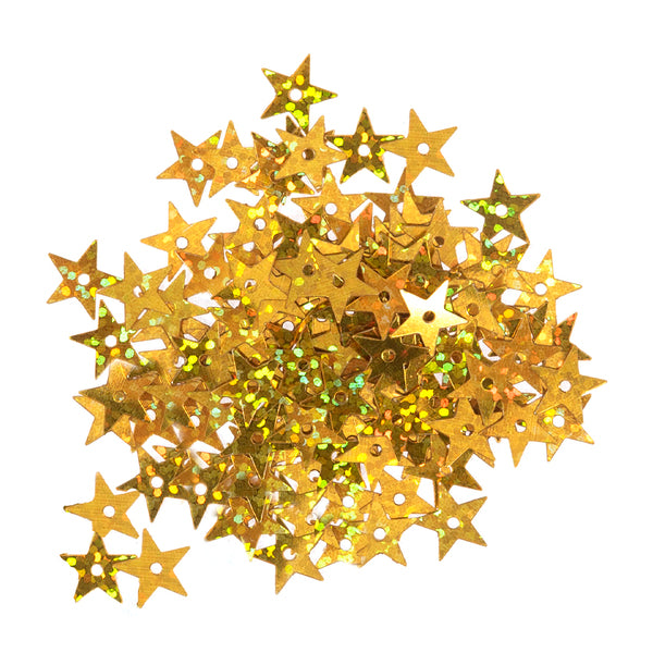 Trimits Sequins Holographic Stars 10mm Gold - TE0010