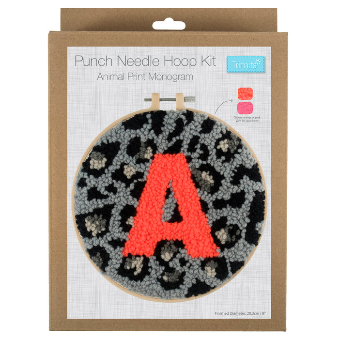 Trimits Punch Needle Hoop Kit Animal Print Monogram GCK147