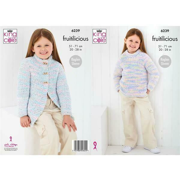 Knitting Pattern Childs Jacket & Sweater in king Cole Fruitilicious 6239