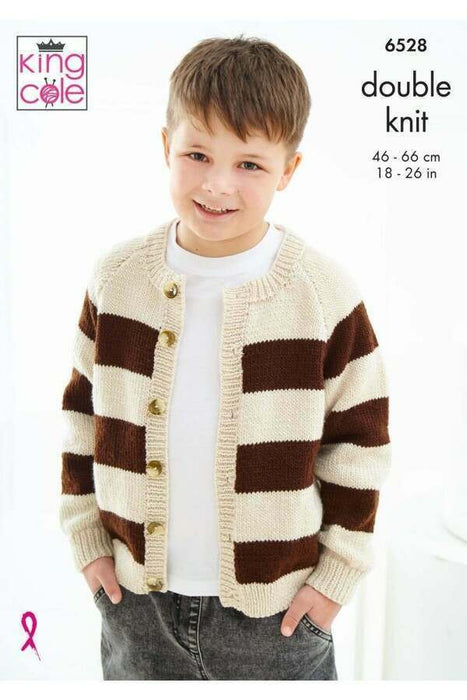Knitting Pattern Baby & Child Striped Sweater & Cardigan in King Cole Cherished DK 6528