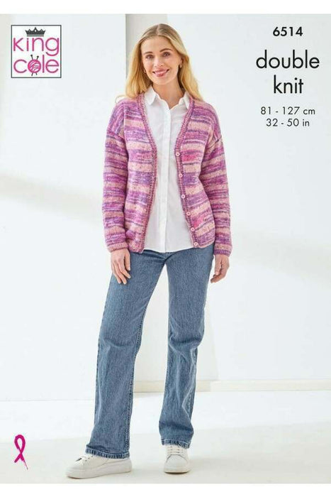 Knitting Pattern Ladies Sweater and Cardigan in King Cole Homespun Prism DK