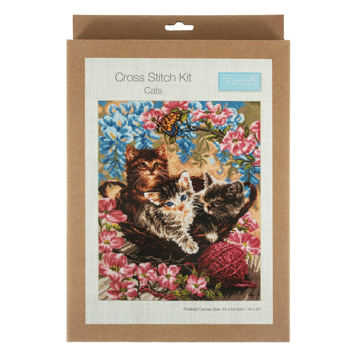 Trimits Counted Cross Stitch Kit XL Cats GCS124
