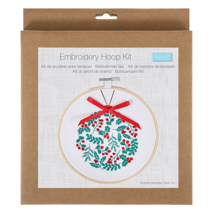 Trimits Embroidery Hoop Kit Holly Berry Bauble TCK091