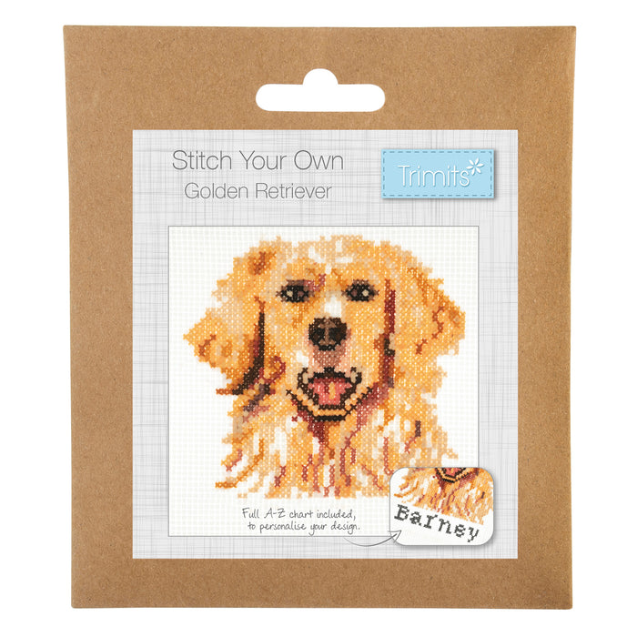 Trimits Mini Counted Cross Stitch Kit Golden Retriever GCS125