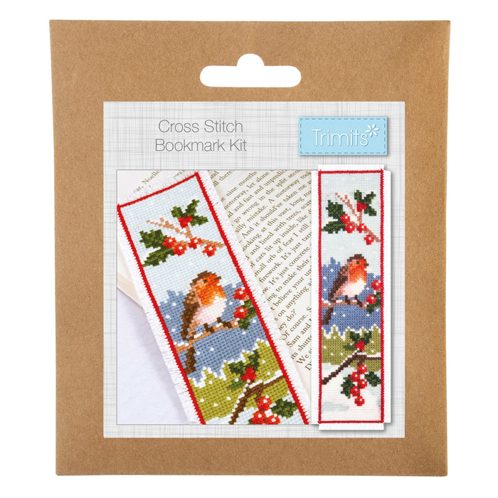 Trimits Mini Counted Cross Stitch Kit Bookmark Robin GCS179