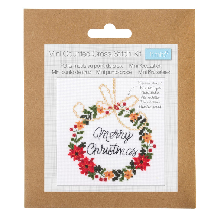 Trimits Mini Counted Cross Stitch Kit Christmas Wreath GCS263