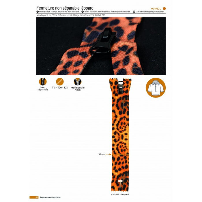 Stephanoise Zip Closed End Leopard Print M1982 - Various Lengths