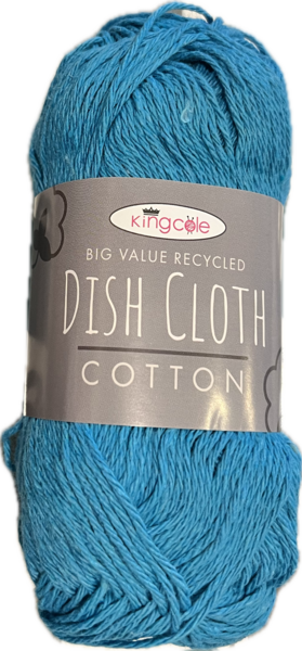 King Cole Big Value Recycled Dish Cloth Cotton Yarn 100g - Turquoise 5065 Bos/Mhd
