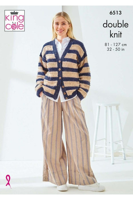 Knitting Pattern Cardigan & Slipover in King Cole Homespun DK 6513