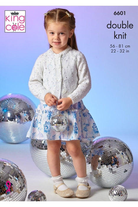 Knitting Pattern Girls Cardigans & Slipover in King Cole Dazzle DK 6601