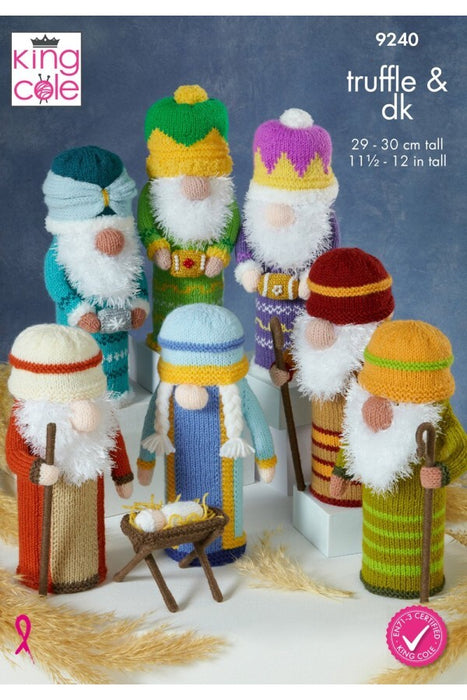 Knitting Pattern Gonks Nativity in King Cole Truffle, Moments, Glitz & DK 9240